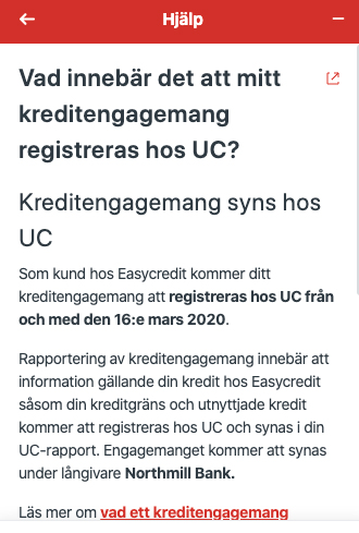 Vad rapportering till UC betyder hos Easycredit