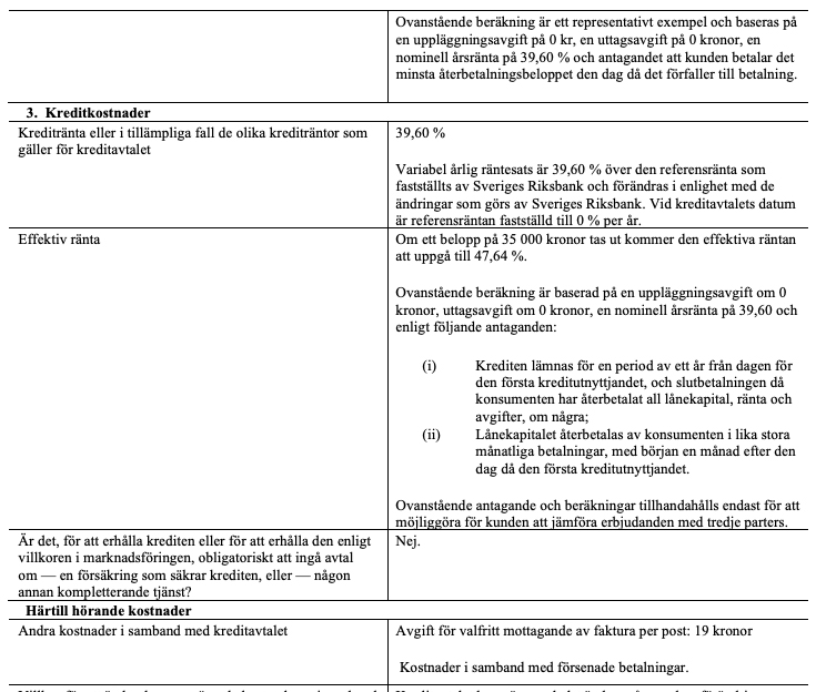Exempel på SEKKI-blankett